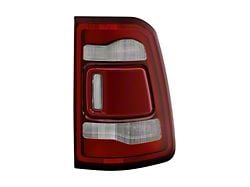 OE Style LED Tail Light; Chrome Housing; Red Clear Lens; Passenger Side (19-24 RAM 1500 Laramie, Limited, Longhorn w/ Factory Non-Blind Spot Tail Lights)