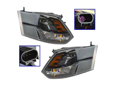 OE Style Quad Headlights; Black Housing; Clear Lens (13-18 RAM 1500 w/ Factory Halogen Quad Headlights)