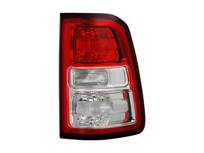 OE Style Tail Light; Chrome Housing; Red Clear Lens; Passenger Side (19-24 RAM 1500 Big Horn, Tradesman)