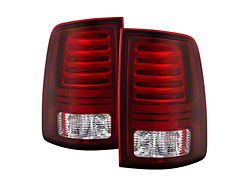 OEM Style LED Style Tail Lights; Chrome Housing; Dark Red Lens (09-18 RAM 1500 w/ Factory Halogen Tail Lights)