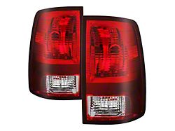 OEM Style Tail Lights; Chrome Housing; Red Clear Lens (09-18 RAM 1500 w/ Factory Halogen Tail Lights)