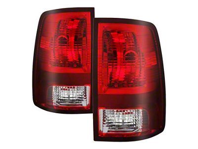 OEM Style Tail Lights; Chrome Housing; Red Clear Lens (09-18 RAM 1500 w/ Factory Halogen Tail Lights)