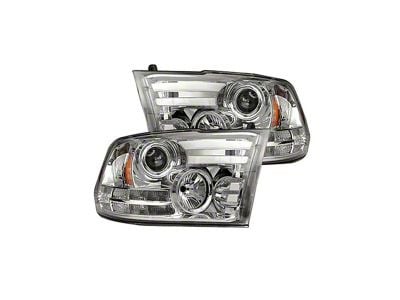 OLED DRL Projector Headlights; Chrome Housing; Clear Lens (13-18 RAM 1500 w/ Factory Halogen Non-Projector Headlights)