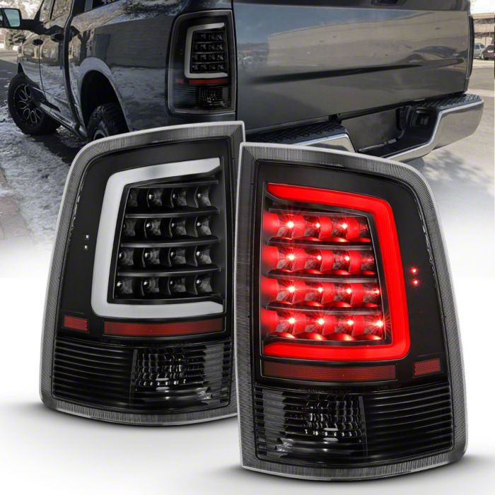 RAM 1500 Plank Style LED Tail Lights; Black Housing; Clear Lens (09-18 ...