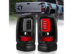 Plank Style LED Tail Lights; Black Housing; Clear Lens (94-01 RAM 1500)