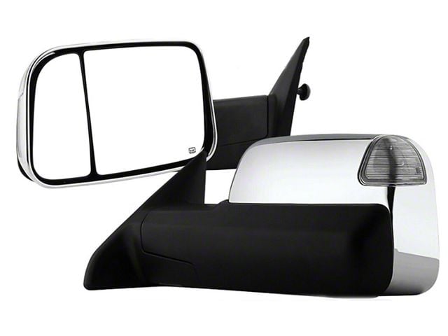 Powered Heated Manual Extended Mirrors with LED Turn Signals; Chrome (09-12 RAM 1500)