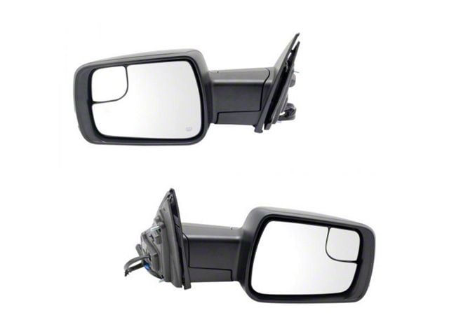 Powered Heated Power Folding Mirrors with Blind Spot Detection, Puddle Lights, Temperature Sensor and Turn Signal; Textured Black (19-24 RAM 1500)