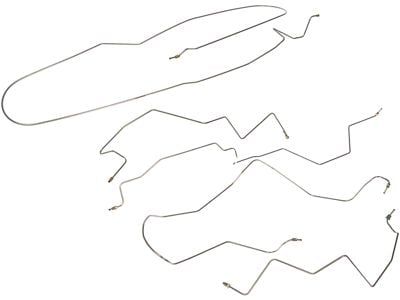 Pre-Bent Brake Line Kit; Stainless Steel (98-00 4WD RAM 1500 Quad Cab w/ 6.4-Foot Box & 2-Wheel ABS)