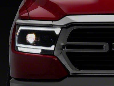 PRO-Series MK2 2500 Style Halogen Projector Headlights; Alpha Black Housing; Clear Lens (19-24 RAM 1500 w/ Factory Halogen Headlights)