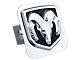 RAM Head Logo Class II Hitch Cover; Chrome/Black Fill (Universal; Some Adaptation May Be Required)