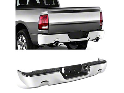 Rear Bumper; Not Pre-Drilled for Backup Sensors; Chrome (09-18 RAM 1500 w/ Factory Dual Exhaust)