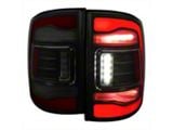 Red LED Bar Tail Lights; Matte Black Housing; Smoked Lens (09-18 RAM 1500 w/ Factory Halogen Tail Lights)