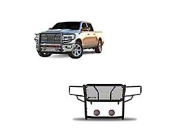 Rugged Heavy Duty Grille Guard with 5.30-Inch Red Round Flood LED Lights; Black (19-24 RAM 1500, Excluding EcoDiesel, Rebel & TRX)