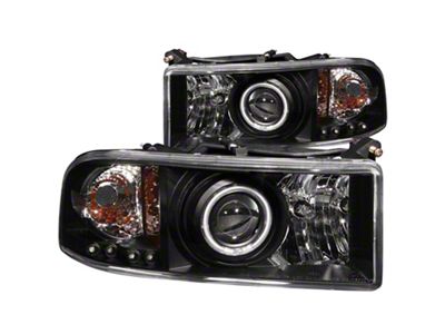 RX Halo Projector Headlights; Black Housing; Clear Lens (94-01 RAM 1500, Excluding 99-01 Sport)