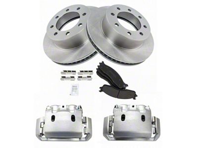 Semi-Metallic 8-Lug Brake Rotor, Pad and Caliper Kit; Front (06-08 RAM 1500 Mega Cab)