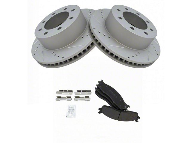 Semi-Metallic Performance 8-Lug Brake Rotor and Pad Kit; Front (06-08 RAM 1500 Mega Cab)