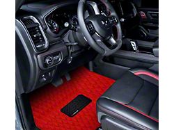 Single Layer Diamond Front and Rear Floor Mats; Full Red (19-24 RAM 1500 Crew Cab w/ Front Bucket Seats & Rear Underseat Storage)