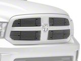 Stainless Steel Billet Upper Grille Overlay; Black (13-18 RAM 1500, Excluding Rebel)