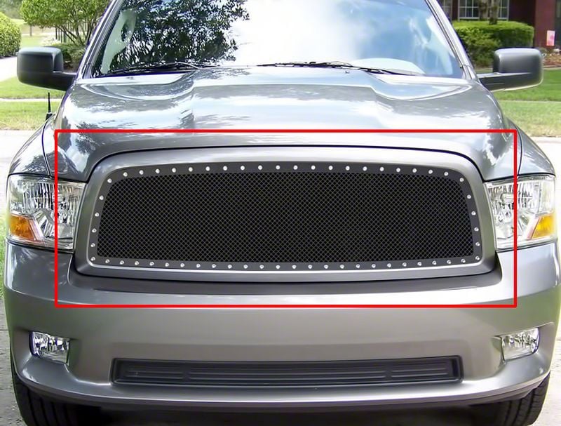 RAM 1500 Stainless Steel Rivet Upper Grille Insert; Black (09-12 RAM 1500)