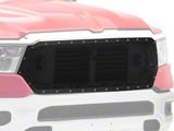 Stainless Steel Rivet Upper Grille Insert; Black (19-24 RAM 1500 Big Horn, Laramie, Lone Star, Tradesman)