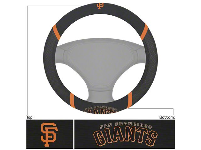 Steering Wheel Cover with San Francisco Giants SF Logo; Black (Universal; Some Adaptation May Be Required)