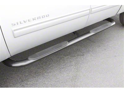 4-Inch Oval Bent Nerf Side Step Bars; Polished Stainless (09-18 RAM 1500 Quad Cab)