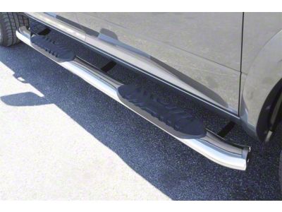 5-Inch Oval Curved Nerf Side Step Bars; Polished Stainless (09-18 RAM 1500 Crew Cab)