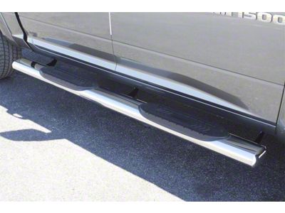 6-Inch Oval Straight Nerf Side Step Bars; Polished Stainless (09-18 RAM 1500 Crew Cab)