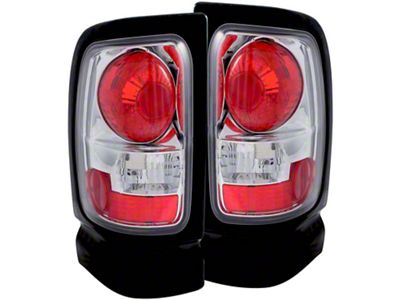 Tail Lights; Chrome Housing; Red Clear Lens (94-01 RAM 1500)