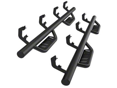 Tubular Style Drop Side Step Bars; Fine Textured Black (19-25 RAM 1500 Crew Cab)