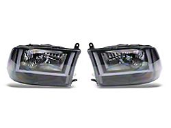 U-Shaped LED DRL Sequential Headlights with Clear Corners; Black Housing; Clear Lens (09-18 RAM 1500 w/ Factory Halogen Dual or Quad Headlights)