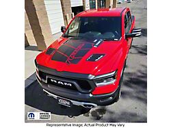 V2 Center Hood Graphics; Gloss Black (19-24 RAM 1500 Rebel)