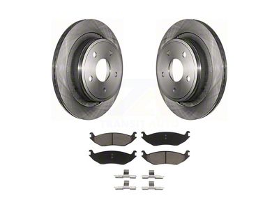 Vented 5-Lug Brake Rotor and Ceramic Pad Kit; Rear (06-18 RAM 1500, Excluding SRT-10 & Mega Cab)