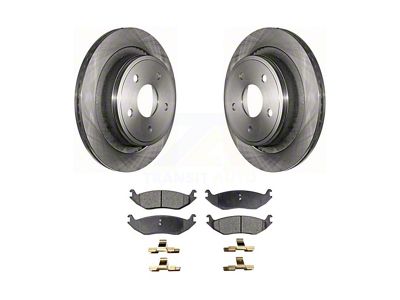 Vented 5-Lug Brake Rotor and Ceramic Pad Kit; Rear (06-18 RAM 1500, Excluding SRT-10 & Mega Cab)