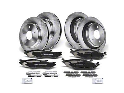 Vented 5-Lug Brake Rotor and Pad Kit; Front and Rear (02-05 RAM 1500, Excluding SRT-10)