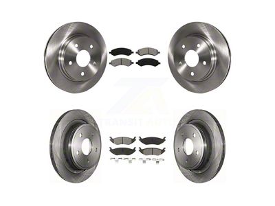 Vented 5-Lug Brake Rotor and Semi-Metallic Pad Kit; Front and Rear (06-18 RAM 1500, Excluding SRT-10 & Mega Cab)