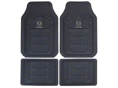 WeatherPro Front and Rear Floor Mats with RAM Logo; Front and Rear (Universal; Some Adaptation May Be Required)