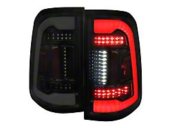White LED Bar Tail Lights; Gloss Black Housing; Smoked Lens (19-24 RAM 1500 w/ Factory Halogen Tail Lights)