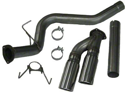 4-Inch Stainless Particulate-Trap Back Muffler Delete Single Exhaust System with Polished Tips; Side Exit (07-12 6.7L RAM 2500)