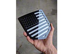 American Flag Tailgate Badge; Black on White (10-18 RAM 2500)