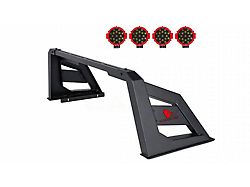 Armour Roll Bar with 7-Inch Red Round LED Lights; Black (94-24 RAM 2500 w/o RAM Box)