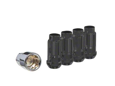 Black Acorn Wheel Locks; M14x1.5; Set of 4 (12-24 RAM 2500)