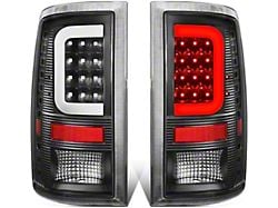 C-Bar LED Tail Lights; Black Housing; Clear Lens (10-18 RAM 2500 w/ Factory Halogen Tail Lights)