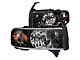 Crystal Headlights with LED Accent; Black Housing; Clear Lens (94-02 RAM 2500)