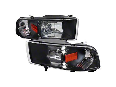 Crystal Headlights; Matte Black Housing; Clear Lens (94-02 RAM 2500)