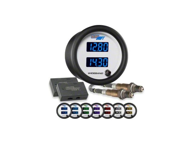 Dual Digital Wideband Air/Fuel Ratio Gauge; White 7 Color (Universal; Some Adaptation May Be Required)