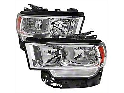 Factory Style Headlights; Chrome Housing; Clear Lens (19-24 RAM 2500 w/ Factory Halogen Headlights)