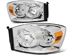 Factory Style Headlights; Chrome Housing; Clear Lens (06-09 RAM 2500)