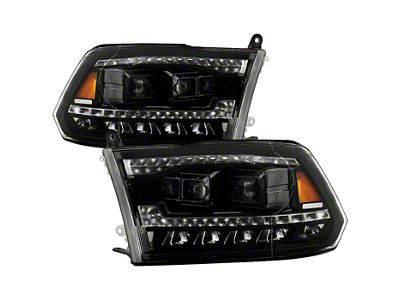 Full LED Headlights; Black Housing; Clear Lens (10-18 RAM 2500 w/ Factory Halogen Headlights)