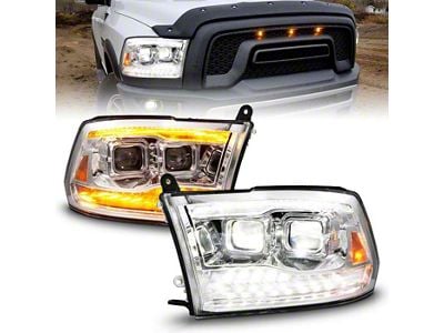 Full LED Projector Headlights; Chrome Housing; Clean Lens (10-18 RAM 2500)